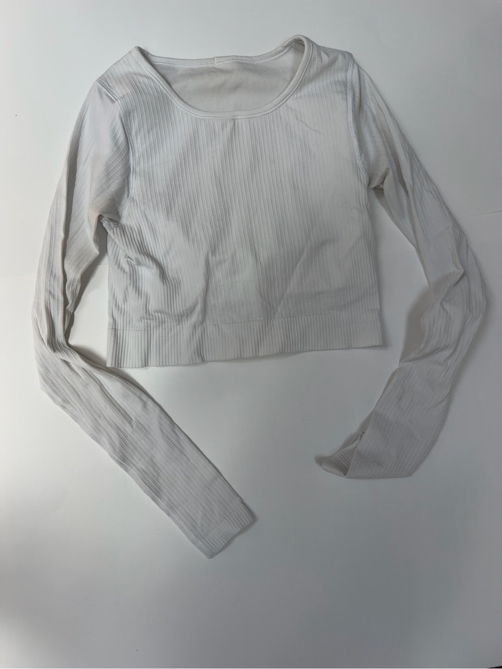 Lululemon Ribbed Long Sleeve Crop Top White